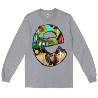 Heather Grey farm life alphabet lowercase letters e Long Sleeve Tee - BundleAndBundleShop