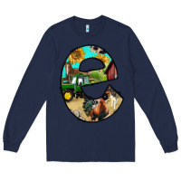 Navy farm life alphabet lowercase letters e Long Sleeve Tee - BundleAndBundleShop