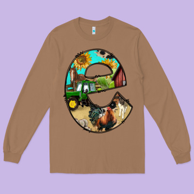 Farm Life Alphabet Lowercase Letters E Long Sleeve Tee Designed By Bundleandbundleshop