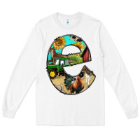 White farm life alphabet lowercase letters e Long Sleeve Tee - BundleAndBundleShop