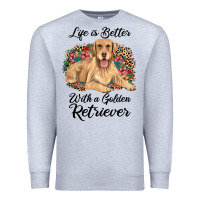 Heather Grey life is better with a golden retriever Premium Sweatshirt - JahusDesignShop