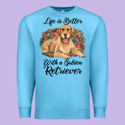 Life Is Better With A Golden Retriever Premium Sweatshirt Designed By Jahusdesignshop