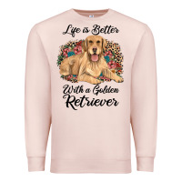 Pale Pink life is better with a golden retriever Premium Sweatshirt - JahusDesignShop