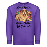 Purple life is better with a golden retriever Premium Sweatshirt - JahusDesignShop