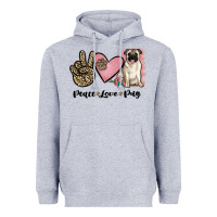 Heather Grey peace love pug Heavyweight Hoodie - JahusDesignShop