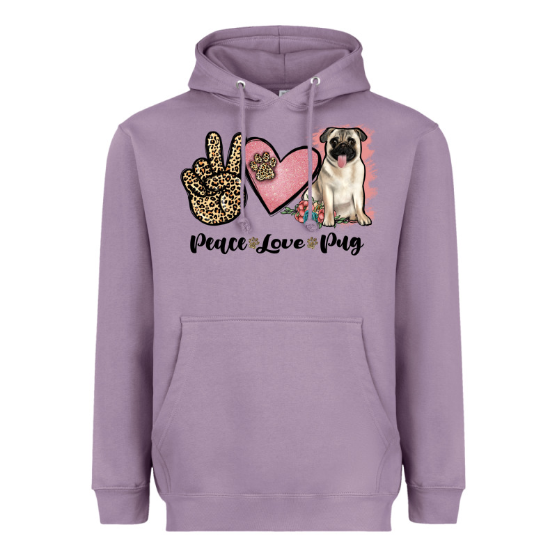 Peace Love Pug Heavyweight Hoodie by JahusDesignShop | Teevron