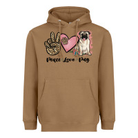 Toasted Coconut peace love pug Heavyweight Hoodie - JahusDesignShop