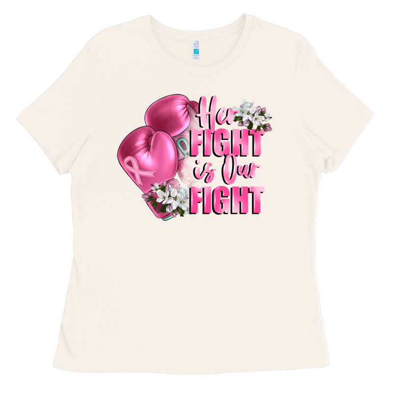 Her Fight Is Our Fight Breast Cancer Awareness Ladies Tee by FaDigitalArtStudio | Teevron