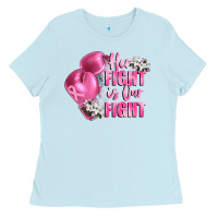 Baby Blue her fight is our fight Breast cancer awareness Ladies Tee - FaDigitalArtStudio