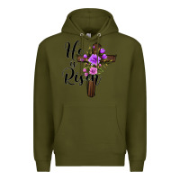 Army Green he is risen matthew 28 6 Premium Hoodie - Jasminsmagicworld