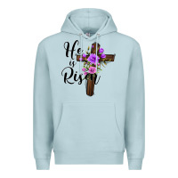 Blue Mist he is risen matthew 28 6 Premium Hoodie - Jasminsmagicworld