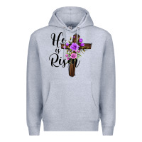 Heather Grey he is risen matthew 28 6 Premium Hoodie - Jasminsmagicworld