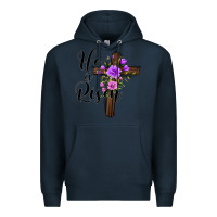 Navy he is risen matthew 28 6 Premium Hoodie - Jasminsmagicworld