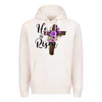 Pale Pink he is risen matthew 28 6 Premium Hoodie - Jasminsmagicworld