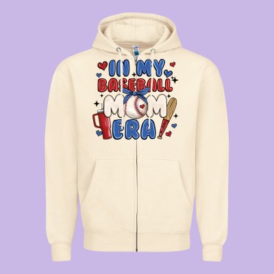 In My Baseball Mom Era Zipper Hoodie Designed By Jahusdesignshop