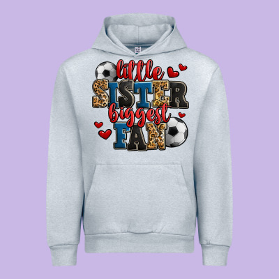Little Sister Biggest Fan Soccer Urban Hoodie Designed By Jasminsmagicworld