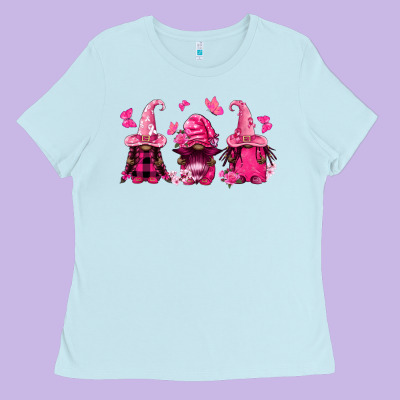 Breast Cancer Afro Gnomies Ladies Tee Designed By Fadigitalartstudio