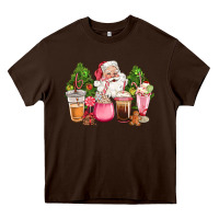 Pink Christmas Santa Coffe Cups Heavy Core Tee | Teevron