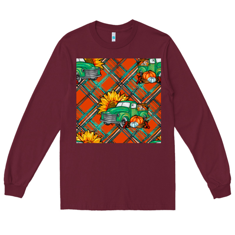 Fall Truck Seamless Pattern Long Sleeve Tee by BundleAndBundleShop | Teevron