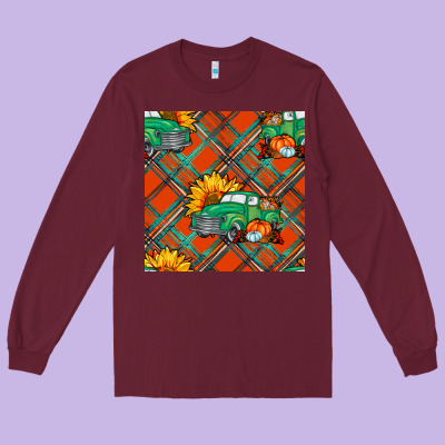 Fall Truck Seamless Pattern Long Sleeve Tee Designed By Bundleandbundleshop
