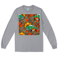 Heather Grey fall truck seamless pattern Long Sleeve Tee - BundleAndBundleShop