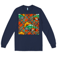 Navy fall truck seamless pattern Long Sleeve Tee - BundleAndBundleShop
