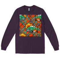 Plum fall truck seamless pattern Long Sleeve Tee - BundleAndBundleShop
