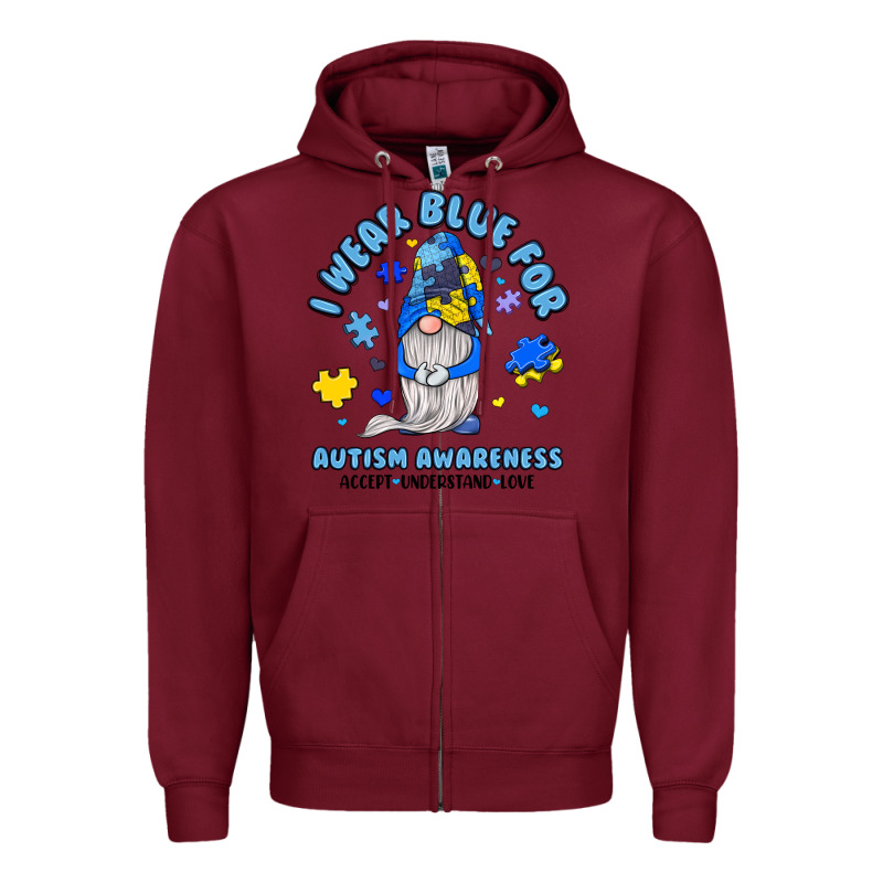 I Wear Blue For Autism Awareness Zipper Hoodie by JahusDesignShop | Teevron