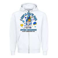 White i wear blue for autism awareness Zipper Hoodie - JahusDesignShop