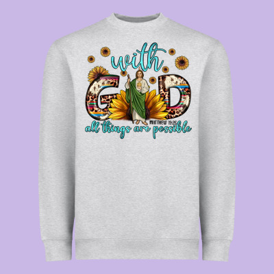 With God All Things Are Possible Matthew 19 26 Heavyweight Sweatshirt Designed By Jahusdesignshop