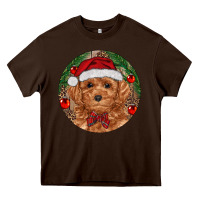 Chocolate Brown Christmas Toy Poodle Heavy Core Tee - RanaPortraitStore