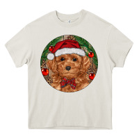 Cream Christmas Toy Poodle Heavy Core Tee - RanaPortraitStore