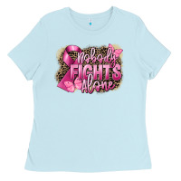 Baby Blue Nobody fights alone Cancer Ladies Tee - FaDigitalArtStudio