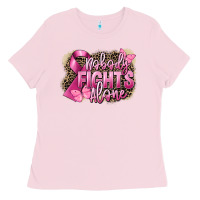 Bubblegum Pink Nobody fights alone Cancer Ladies Tee - FaDigitalArtStudio