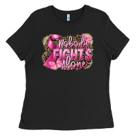 Black Nobody fights alone Cancer Ladies Tee - FaDigitalArtStudio