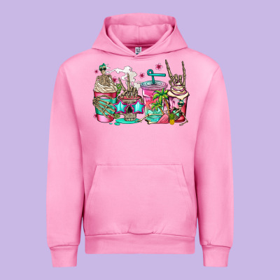 Skeleton Summer Coffee Cups Urban Hoodie Designed By Jasminsmagicworld