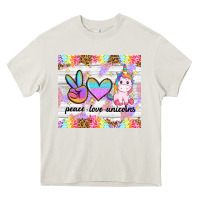 Cream peace loeve unicorns Heavy Core Tee - CowGirlArtShop