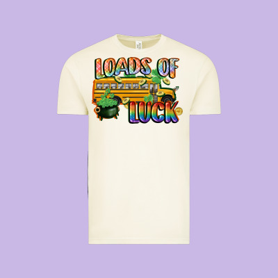 Loads Of Luck With School Bus St. Patrick's Day Vintage Tee Designed By Fadigitalartstudio