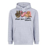 Heather Grey peace love golden retriever Heavyweight Hoodie - JahusDesignShop