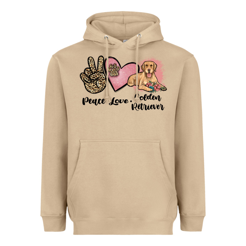 Peace Love Golden Retriever Heavyweight Hoodie by JahusDesignShop | Teevron