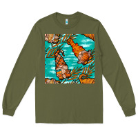 Army Green fall gnomes seamless pattern Long Sleeve Tee - BundleAndBundleShop