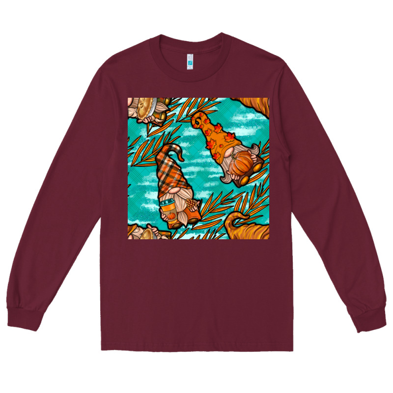 Fall Gnomes Seamless Pattern Long Sleeve Tee by BundleAndBundleShop | Teevron