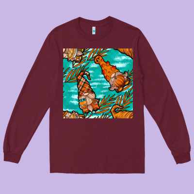 Fall Gnomes Seamless Pattern Long Sleeve Tee Designed By Bundleandbundleshop