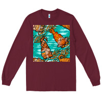 Burgundy fall gnomes seamless pattern Long Sleeve Tee - BundleAndBundleShop