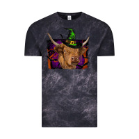 Cloud Black highland cow halloween Vintage Tee - RanaPortraitStore