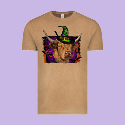 Highland Cow Halloween Vintage Tee Designed By Ranaportraitstore