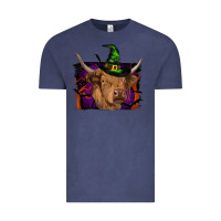 Vintage Denim highland cow halloween Vintage Tee - RanaPortraitStore