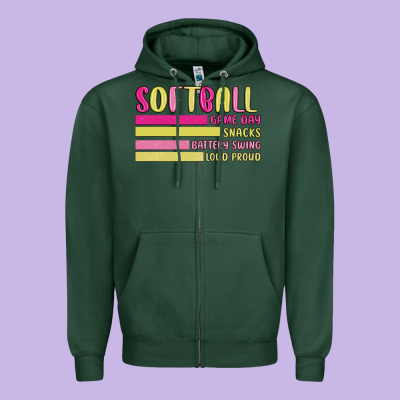 Retro Softball Png Zipper Hoodie Designed By Jahusdesignshop