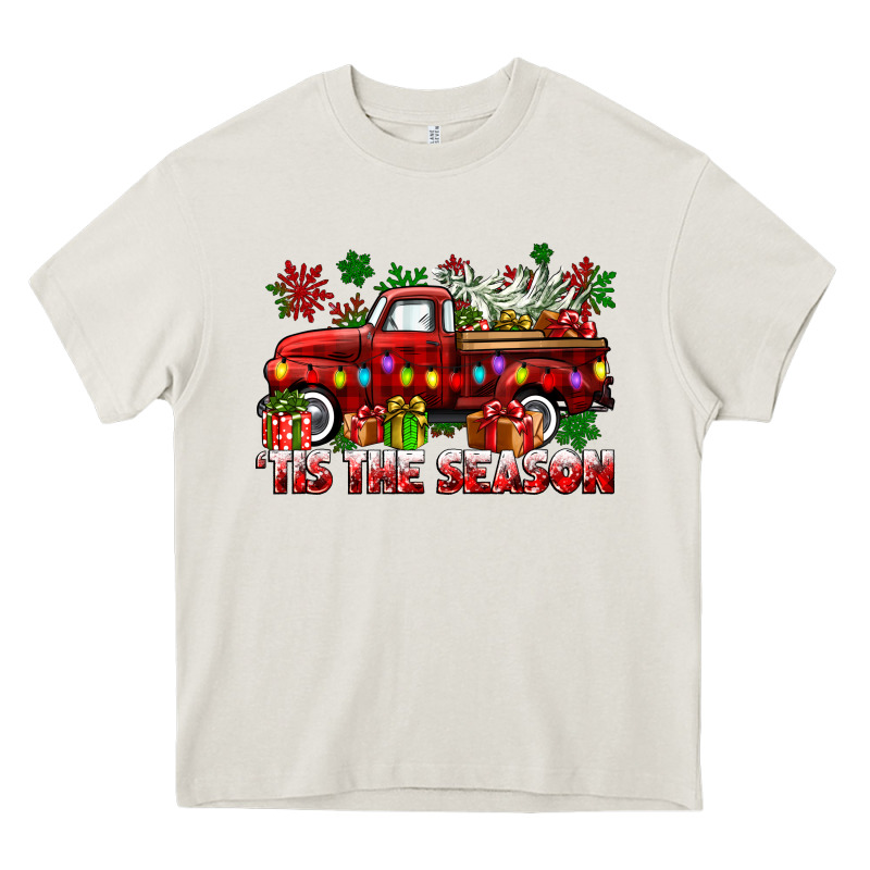 Tis The Season Christmas Truck Heavy Core Tee by CowGirlArtShop | Teevron
