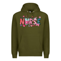 Army Green Nurse Valentine Premium Hoodie - CowhideDigitalArt